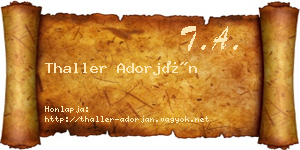 Thaller Adorján névjegykártya